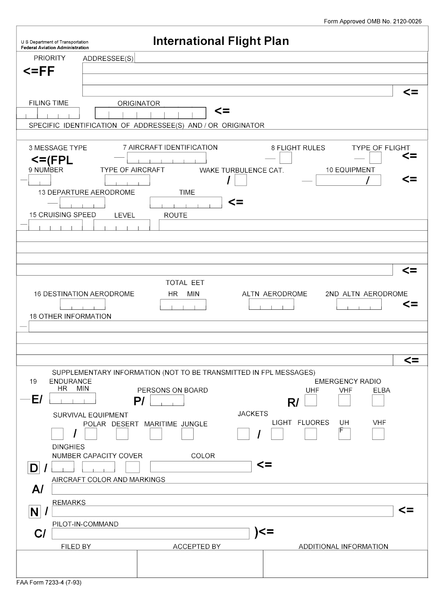  International flight plan. 